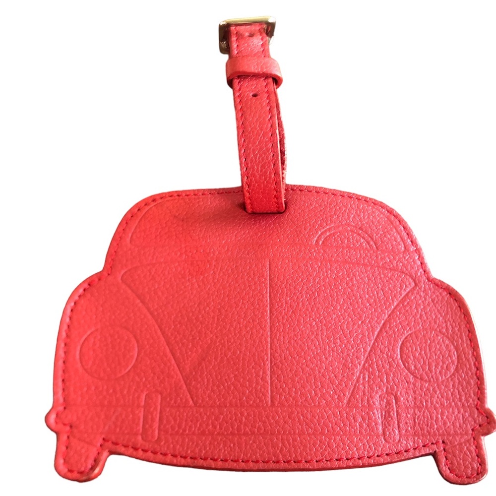 Levenger Leather Red Car Shaped Luggage Tag